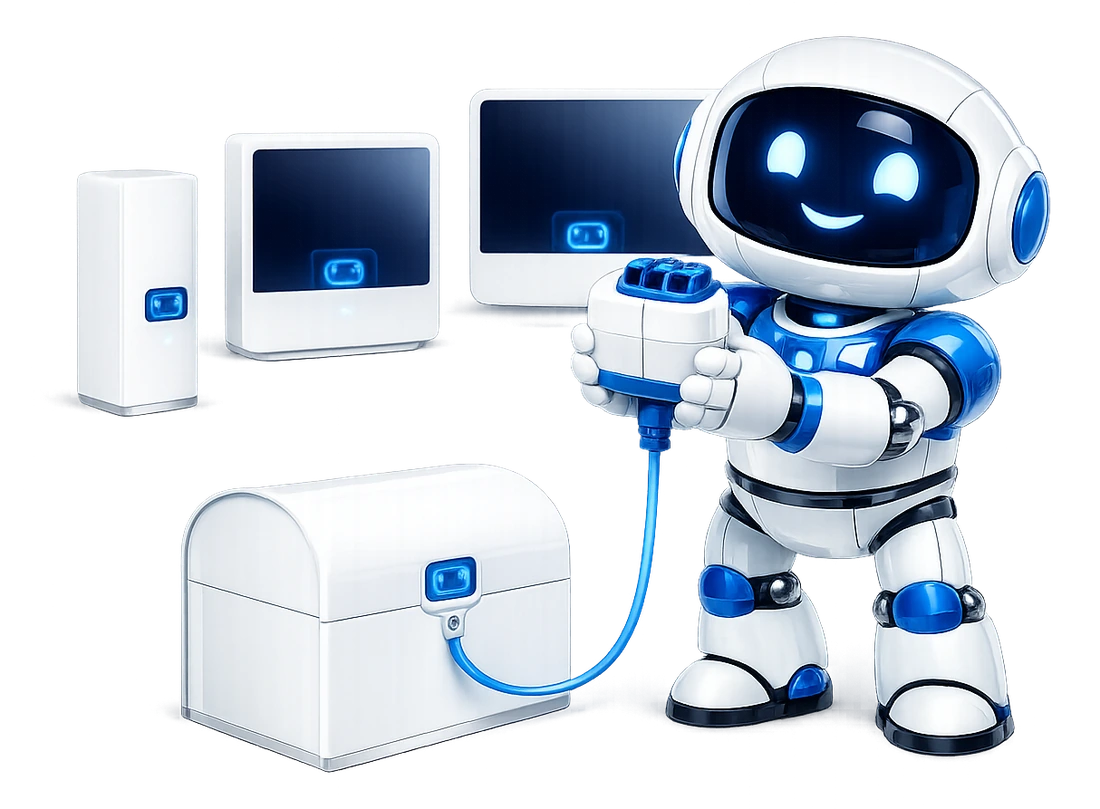 Why CalDAV calendars differ: the robot holding one plug and looking at two sockets, only one of which takes it.