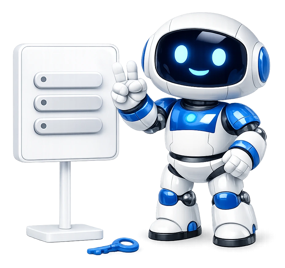 Other reasons the Gmail app password option is missing: the robot counting three on his fingers beside a screen showing three greyed-out rows.